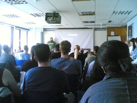 Picture of the audience listening attentively to Ian Pouncey
