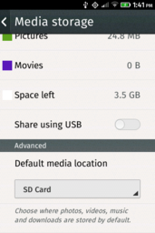 Settings for default media locations